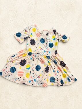 DotDotSmile -Cream Balloon-Print Girls' Party Dress - Unbranded